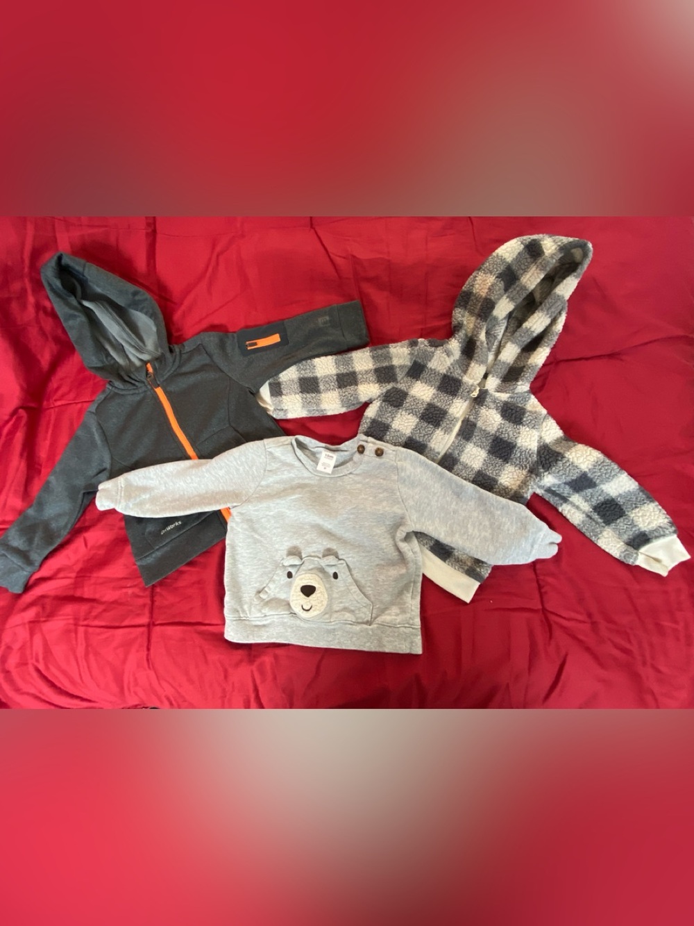 Carter's Hoodie, Gray Bear Appliqué Sweatshirt and Layer 8 Pull Over Hoodie S18M